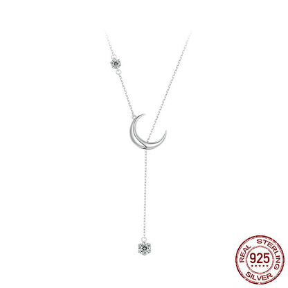 Sterling Silver Moonlight Y Necklace with Zircon Drop