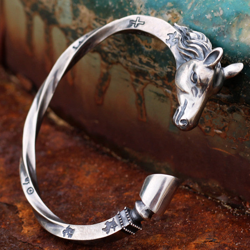 Handmade Horse Head Bracelet for Men – Sterling Silver Jewelry