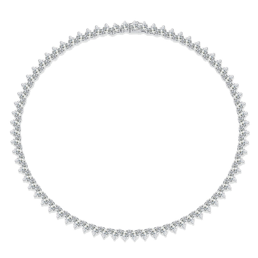 Romantic Gravity| Moissanite Tennis Necklace | Platinum-Plated Sterling Silver