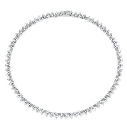 Romantic Gravity| Moissanite Tennis Necklace | Platinum-Plated Sterling Silver