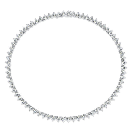 Romantic Gravity| Moissanite Tennis Necklace | Platinum-Plated Sterling Silver