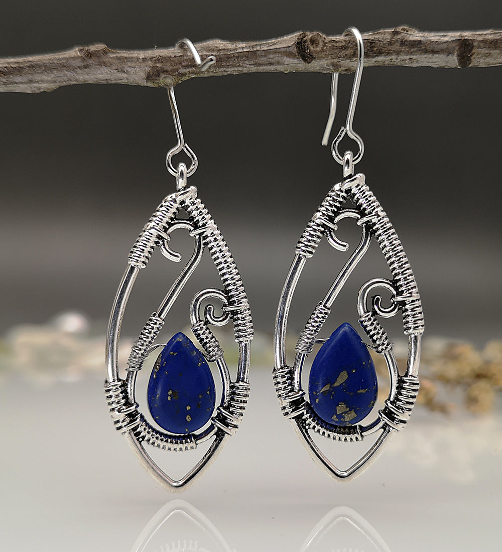 Relic — Wire-Wrapped Lapis Lazuli Drop Earrings | Heirloom Collection