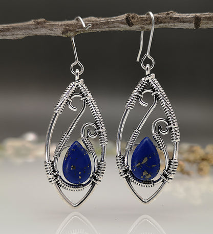 Relic — Wire-Wrapped Lapis Lazuli Drop Earrings | Heirloom Collection