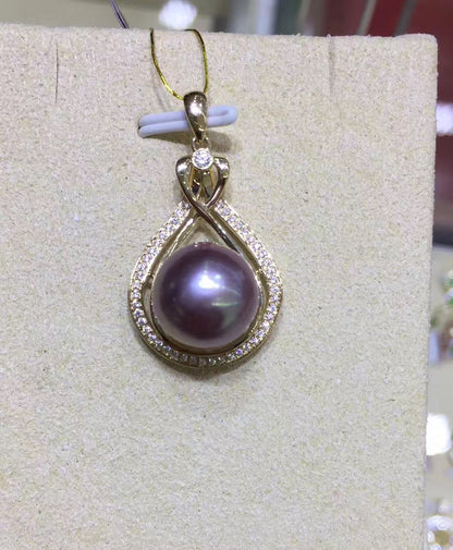 Purple Edison Freshwater Pearl Pendant | AAAA Grade 11–12mm
