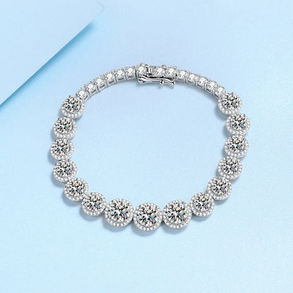 Women’s 925 Sterling Silver Moissanite Tennis Bracelet – Full Inlaid Sparkling Luxury Jewelry