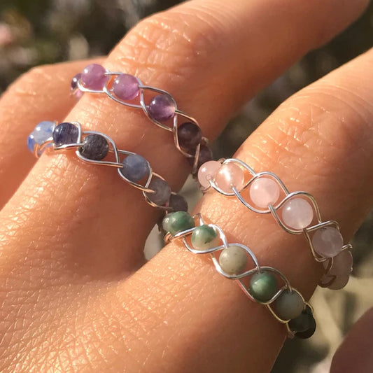 Aurora Thread — Stone Bead Ring