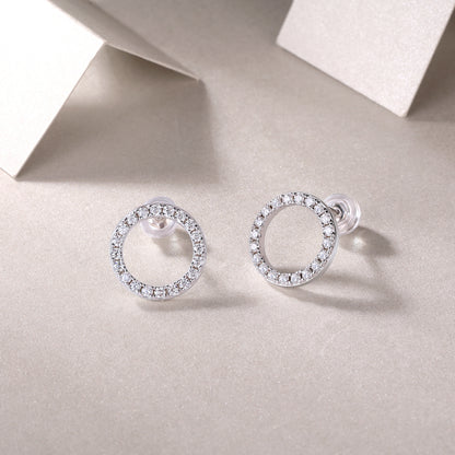Moissanite Circle-Style Stud Earrings | Sterling Silver Luxury Jewelry