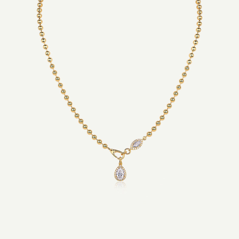 Moissanite Drop Bead Necklace in 925 Sterling Silver