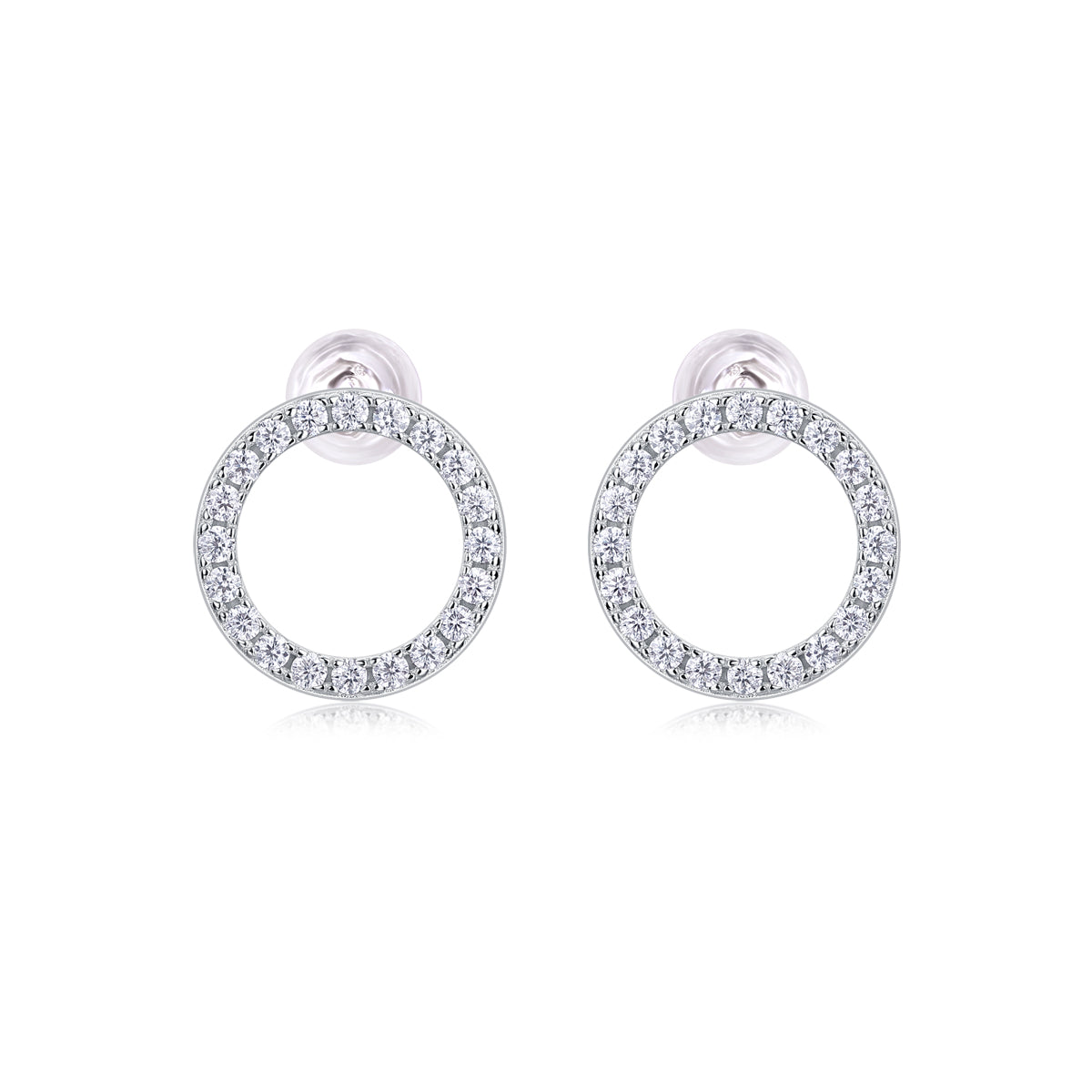 Moissanite Circle-Style Stud Earrings | Sterling Silver Luxury Jewelry