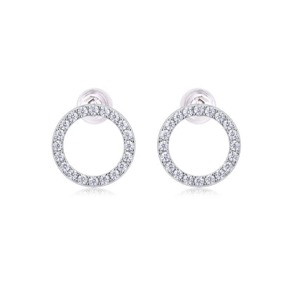 Moissanite Circle-Style Stud Earrings | Sterling Silver Luxury Jewelry