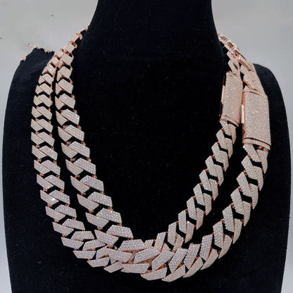 18mm Moissanite Cuban Link Chain Necklace | S925 Sterling Silver, Iced Statement Chain