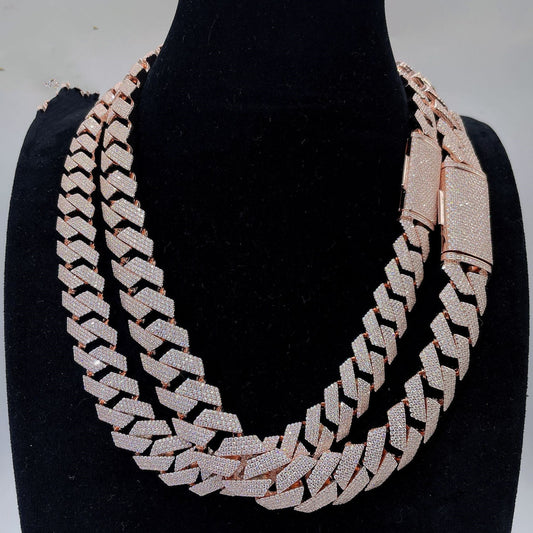 18mm Moissanite Cuban Link Chain Necklace | S925 Sterling Silver, Iced Statement Chain