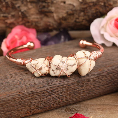 Moonwash — Natural Howlite Wire-Wrapped Bracelet