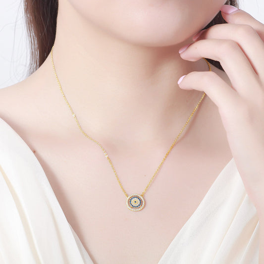 Sterling Silver Circular Pendant Necklace | Delicate Minimal Design