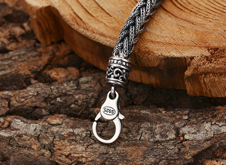 Retro Hand-Woven Bracelet for Men – 925 Sterling Silver Jewelry