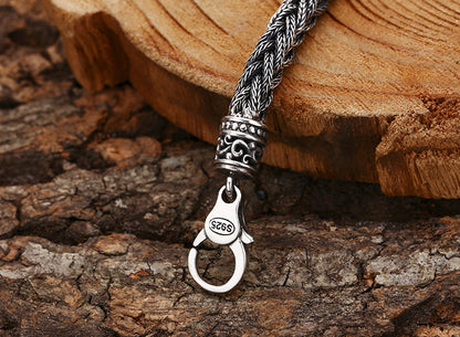 Retro Hand-Woven Bracelet for Men – 925 Sterling Silver Jewelry