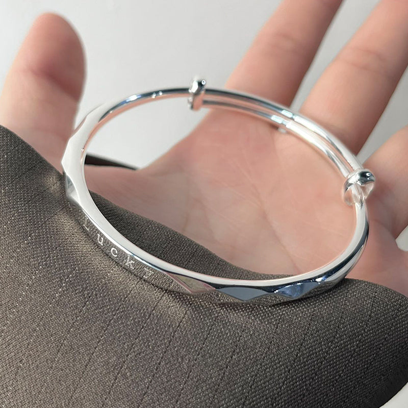 Sterling Silver Minimal Bangle Bracelet | Adjustable Fit