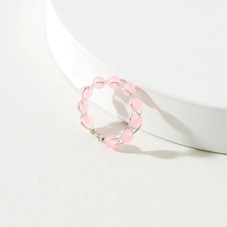 Aurora Thread — Stone Bead Ring