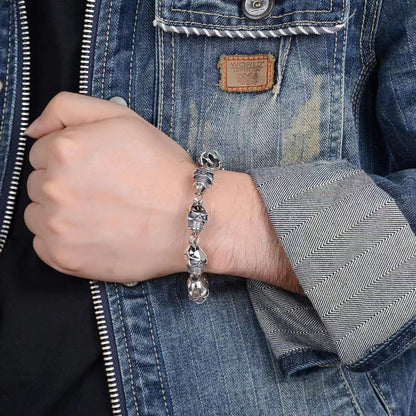 Men’s S925 Sterling Silver 12mm Skull Bracelet | Bold Statement Jewelry