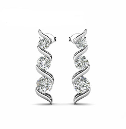 S925 Sterling Silver Diamond Stud Jewelry Set | Necklace & Earrings