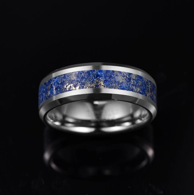 Lapis Lazuli Inlay Ring | 8mm Tungsten Steel Men’s Band