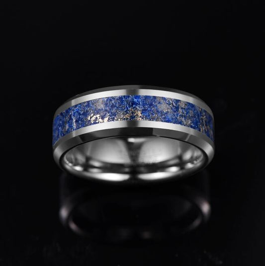 Lapis Lazuli Inlay Ring | 8mm Tungsten Steel Men’s Band