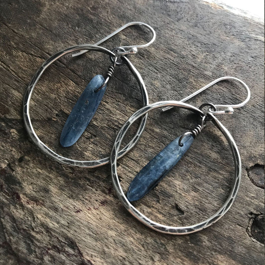 Stoneveil — Wire-Wrapped Lapis Lazuli Hoop Earrings | Heirloom Collection