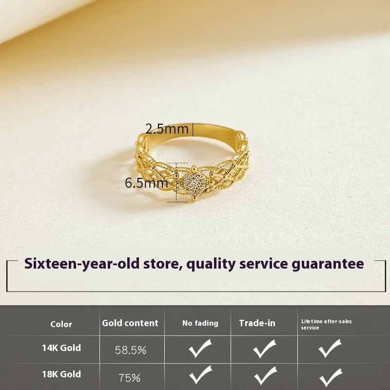 18k Moissanite Accent Ring | Wide Band Luxury Women’s Ring