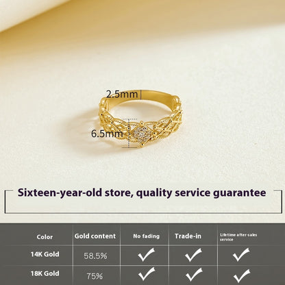 18k Moissanite Accent Ring | Wide Band Luxury Women’s Ring