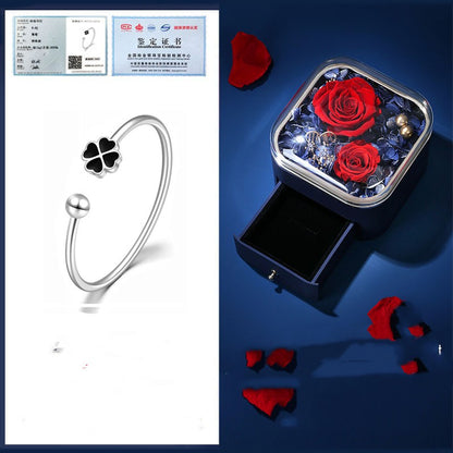 Lucky Clover Rose Bracelet | Solid 999 Silver Gift Edition