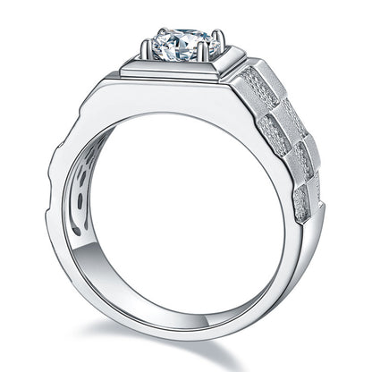 Men’s Simple Moissanite Ring | Modern Diamond-Style Design
