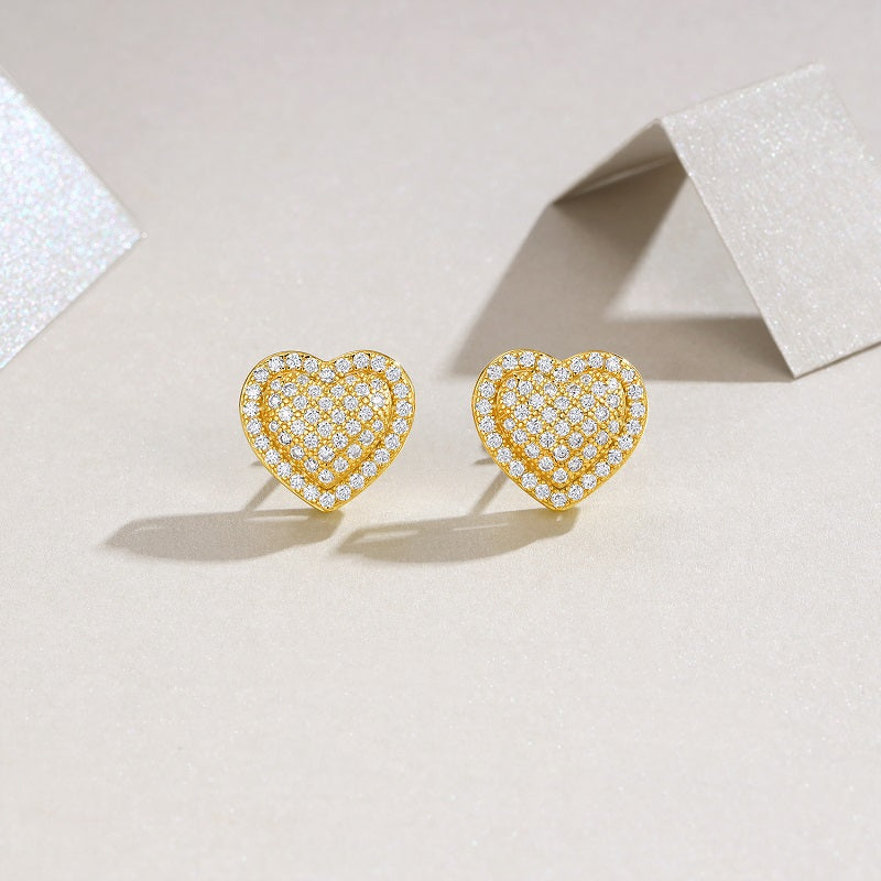 Moissanite Stud Earrings | Gold Electroplated S925 Sterling Silver | Luxury Finish