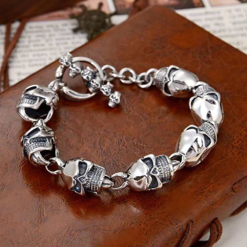 Men’s S925 Sterling Silver 12mm Skull Bracelet | Bold Statement Jewelry