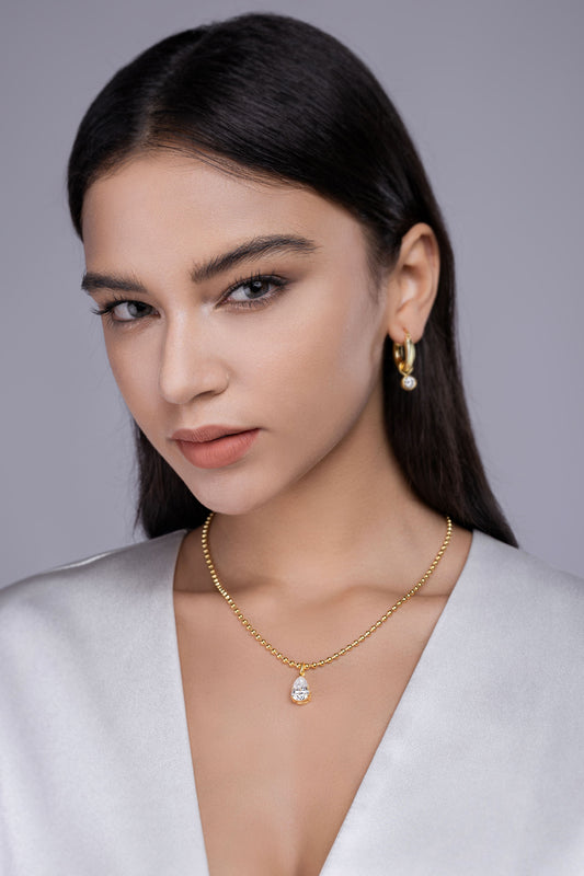 Wish Light | Pear-Shaped Moissanite Pendant Necklace in Gold-Plated Sterling Silver