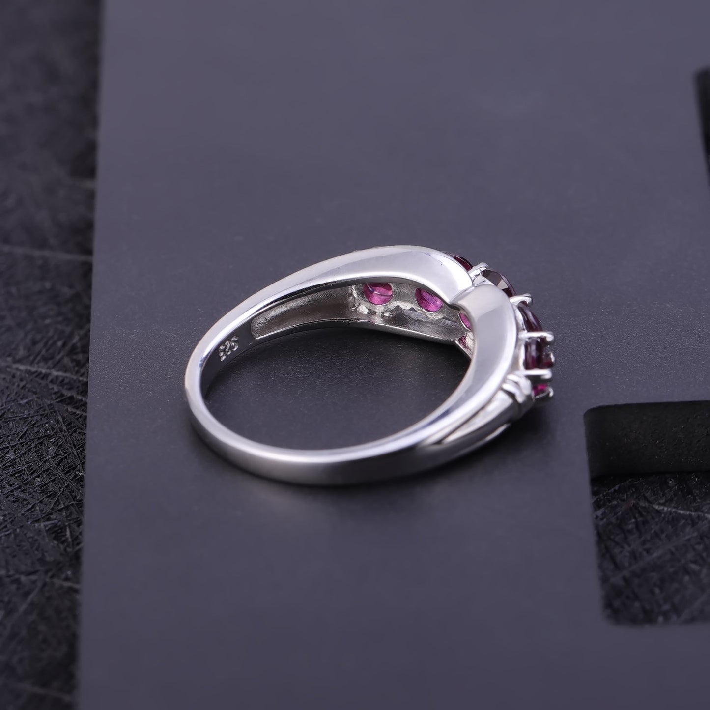 Rose Garnet Band Ring | 925 Sterling Silver Natural Gemstone Ring