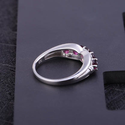 Rose Garnet Band Ring | 925 Sterling Silver Natural Gemstone Ring