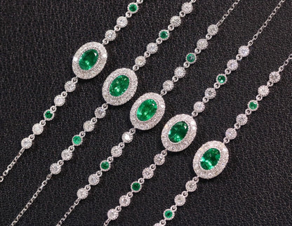 Natural Emerald Tennis Bracelet in 925 Sterling Silver