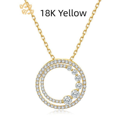 18K Gold Moissanite Circle Necklace | Pavé Eternity Pendant