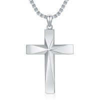 Sterling Silver Cross Necklace with Engraved Bible Verse | Christian Faith Pendant Gift