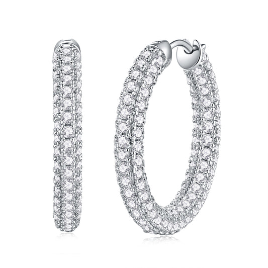 Sunset Moissanite Hoop Earrings | Platinum-Plated S925 Sterling Silver Luxury Jewelry