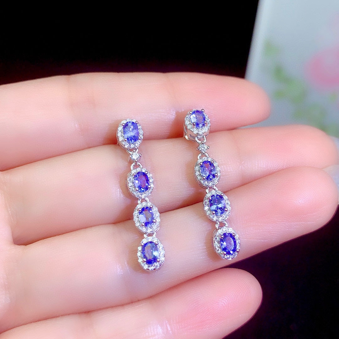 Natural Tanzanite Crystal Earrings | Elegant Gemstone Jewelry