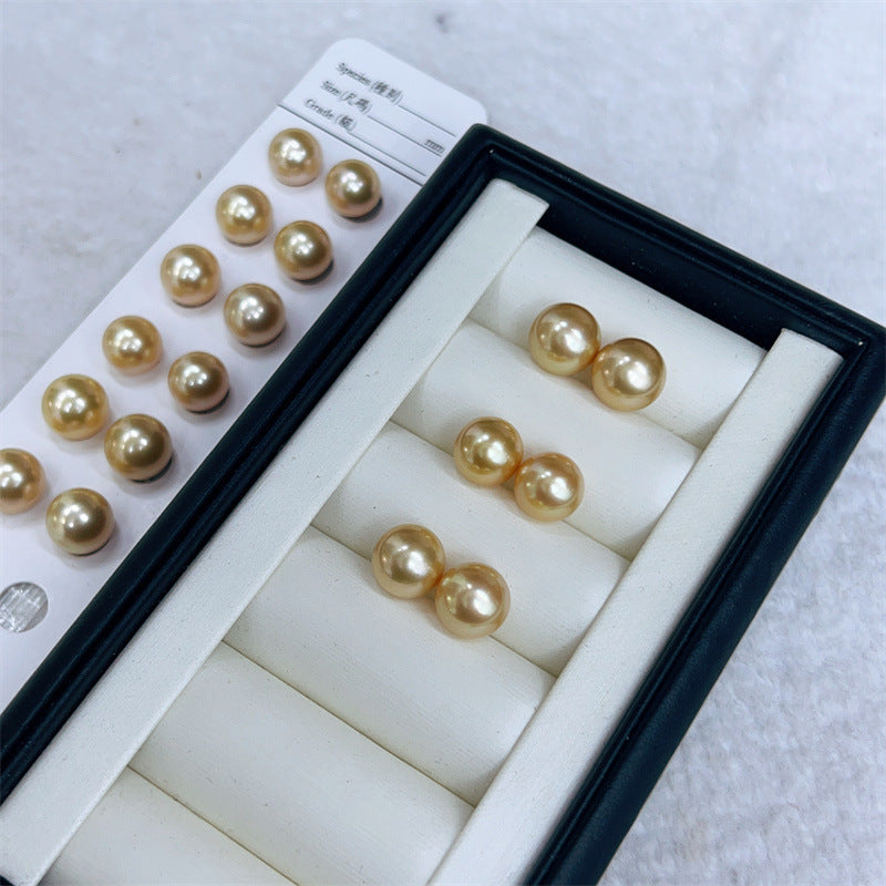 Nanyang South Sea Gold Pearl Stud Earrings | Natural Seawater Pearl Jewelry