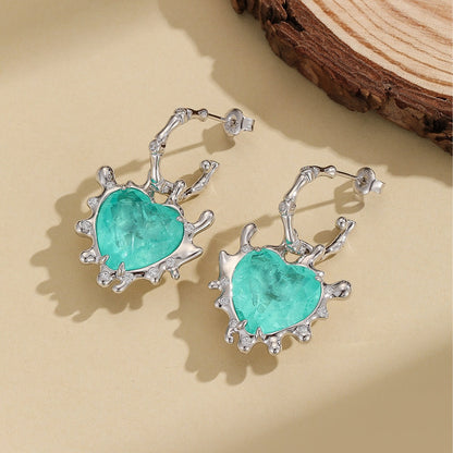 S925 Sterling Silver  love earrings  heart jewelry  women's earrings  silver jewelry  heart shape earrings