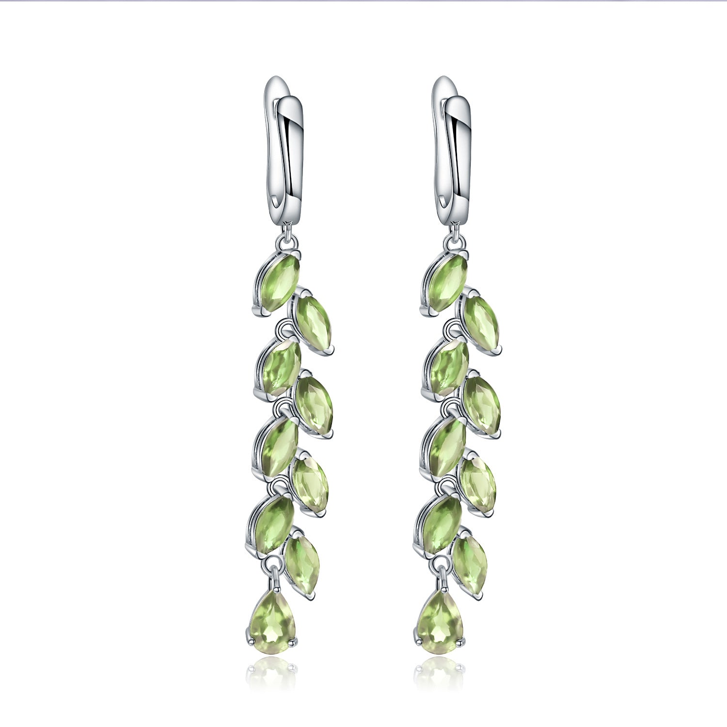 Olivine Earrings  Silver Earrings  Natural Gem Jewelry  Luxury Earrings  European Style Earrings  Inlaid Gem Earrings