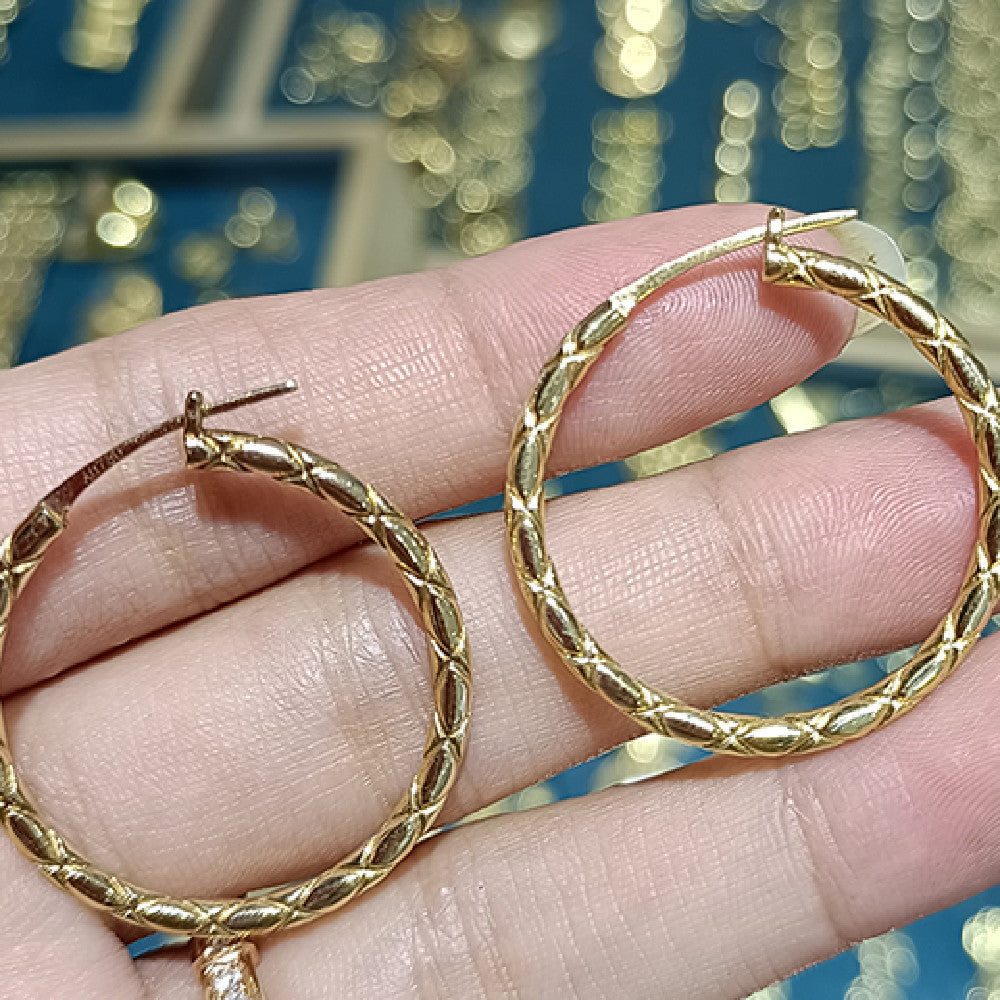 18K Gold Rhombus Earrings | Classic Versatile Geometric Hoop Earrings for Women