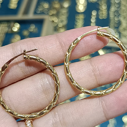 18K Gold Rhombus Earrings | Classic Versatile Geometric Hoop Earrings for Women