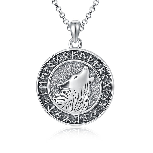 Viking Wolf Rune Coin Necklace | Men’s Norse Pendant Jewelry