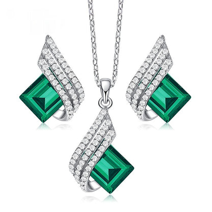 Sterling Silver Crystal Necklace & Earring Set for Women