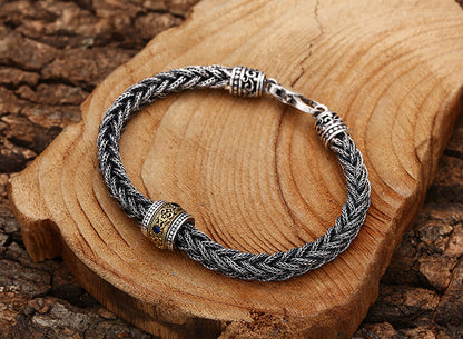 Retro Hand-Woven Bracelet for Men – 925 Sterling Silver Jewelry
