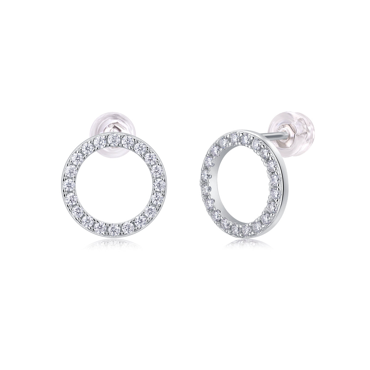 Moissanite Circle-Style Stud Earrings | Sterling Silver Luxury Jewelry